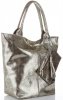 Kožené kabelka shopper bag Vittoria Gotti stříbrná V6141